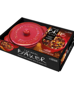 Ensemble caquelon en céramique rouge  avec garniture pour brie canneberges et amandes