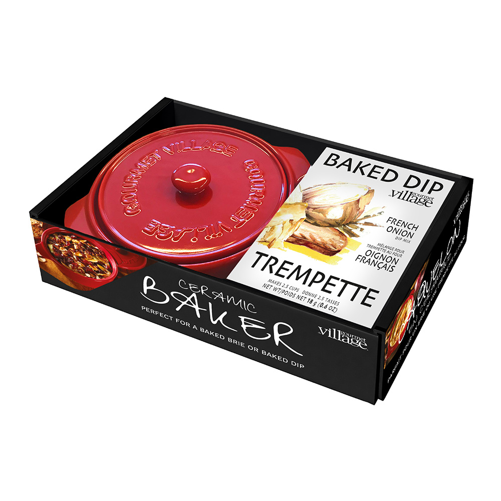 Gourmet du Village-Red Ceramic Baker gift set