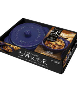 Navy Blue Ceramic Baker gift set with Cherry Walnut Brie topping